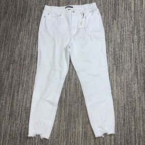 Calvin Klein Womens 32 High Rise Skinny Jeans White Raw Asymmetrical Hem‎ NWT